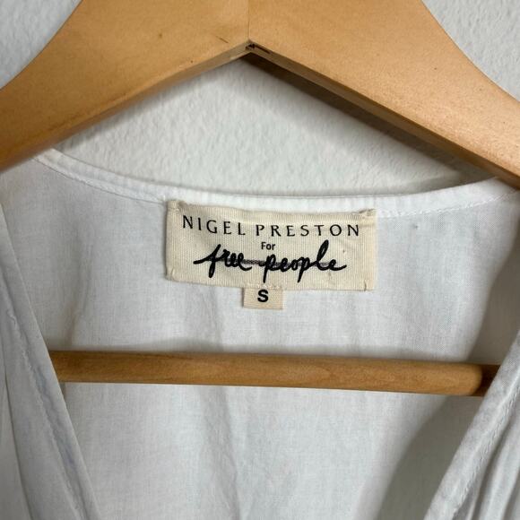 Free People top cinched front tie pleated cotton blouse Small - Picture 6 of 9